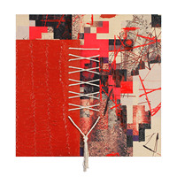 Art mural abstrait moderne rouge et noir texturé, peint à la main, décoration murale texturée en corde tressée 3D, tailles personnalisées disponibles