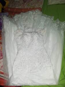 新款性感婚纱新娘Vestido De Noiva白色无背蕾丝婚纱 - Product Image 4