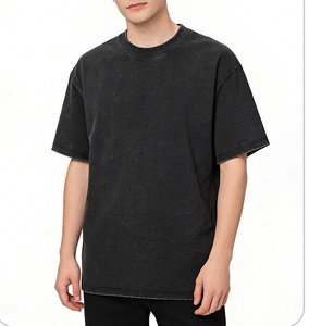 T-shirt à manches courtes col rond couleur unie, effet délavé vintage, avec logo et lettrage personnalisés, tee-shirt tendance streetwear de marque - Product Image 3