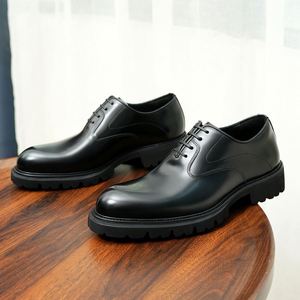 Chaussures habillées élégantes à bout pointu et lacets Derby - Chaussures pour hommes fabriquées à la main en cuir de vache véritable, formelles, pour le bureau, la carrière, imperméables - Product Image 4
