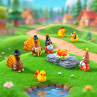 Mini Figura de Resina de Acción de Gracias: Gnomo Pavo, Pato, Pollo Asado para Micro Paisajes, Jardín de Hadas Otoñal, Decoración DIY