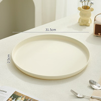 Plateau rond en céramique, plateau à eau et à thé pour la maison, plateau de service esthétique haut de gamme pour hôtel, rangement de collations et de nourriture