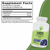 Capsules amincissantes OEM ODM avec 750 mg de L-Arginine HCl pour adultes – Complément pour brûler les graisses nocturnes et favoriser la perte de poids