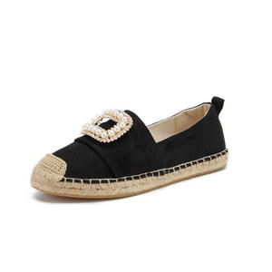 Nicecin scarpe da pescatore in <span class=keywords><strong>paglia</strong></span> a testa tonda con diamante in cristallo chiusura quadrata Super <span class=keywords><strong>espadrillas</strong></span> da donna - Product Image 1