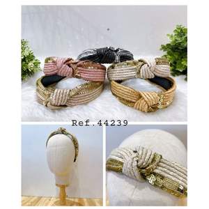 Diadema con nudos y trenzas onduladas con lentejuelas para mujer, accesorio de moda - Product Image 1