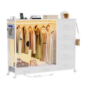 Cómoda de Almacenamiento <span class=keywords><strong>con</strong></span> 7 Cajones para Dormitorio Infantil, Color Blanco, <span class=keywords><strong>con</strong></span> Ganchos para Colgar Ropa - Product Image 1