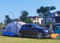Tente de camping portable toutes saisons avec logo personnalisé, abri extérieur imperméable pour voiture, tente de hayon pour SUV avec espace moustiquaire