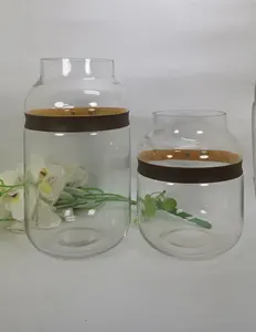 定制标志玻璃花瓶透明圆筒小花花瓶用于婚礼办公室家庭装饰