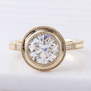 Bague en diamant rond de 2 carats, bague en or 14 carats, bague de fiançailles pour femme, diamant - Product Image 2