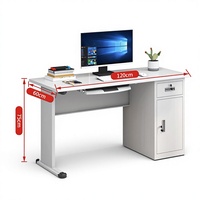 Bureau d'ordinateur de bureau moderne en acier avec tiroir remplaçable, plateau pour clavier, armoire de rangement verrouillable pour usage domestique/commercial
