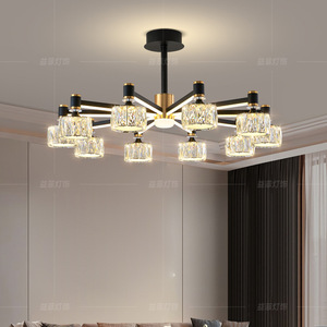 Lámpara de araña moderna de cristal con múltiples cabezales, fuente de luz LED E27, forma redonda, para sala de estar, comedor, dormitorio, pasillo - Product Image 4