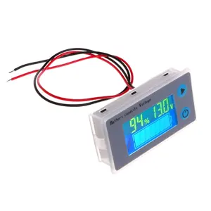 Voltmeter Digital indikator kapasitas baterai Lithium timbal asam LCD DC10-100V dengan tampilan suhu