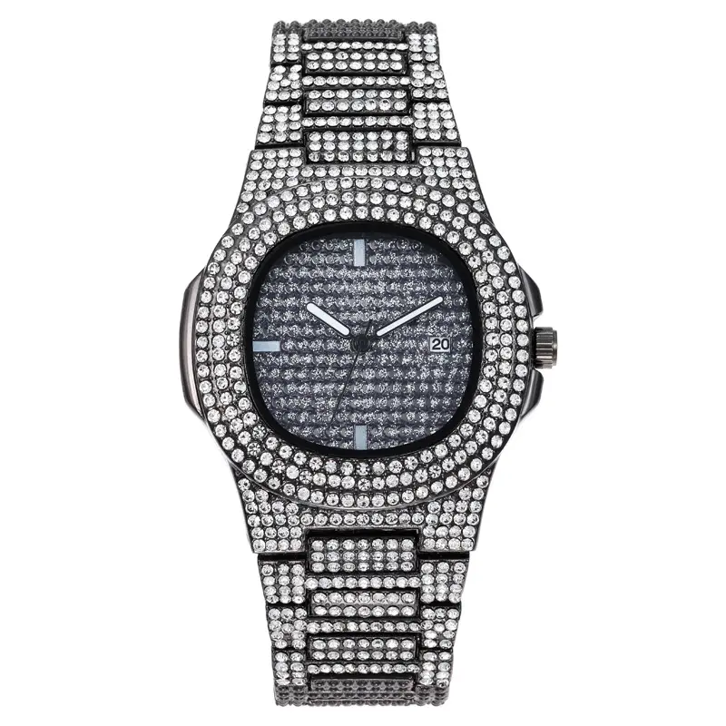 Cheap Price Wholesale Custom Luxurman Mens Full Diamond Bling Wrist Watch In Stock
