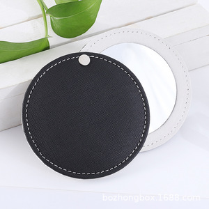 Black Leather Cosmetic Pocket Mirror Logo Custom <strong>Small</strong> <strong>Orders</strong> in Wholesale Pocket Lip Mirrors for Ladies - Product Image 4