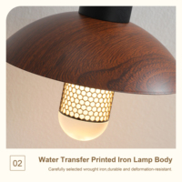 Lampu Gantung LED dengan Ketinggian yang Dapat Disesuaikan, Kabel 180Cm, Kayu Walnut