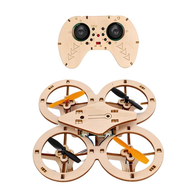 OKYN-Y2090 Wooden DIY Drone Kit Educational Remote Control Quadcopter for Science Education