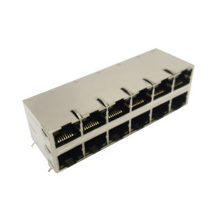 مقبس مرصع بقاعدة 45 و 6 منافذ RJ45 مقبس RJ45 x موصل rjeternet المغناطيسية Rj45 تمر عبر الموصل - Product Image 1