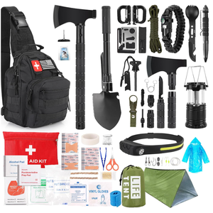 مجموعة أدوات النجاة 268 قطعة، معدات ومستلزمات الطوارئ للبقاء على قيد الحياة مع حقيبة إسعافات أولية للتخييم والمشي لمسافات طويلة والصيد وهدايا عيد الميلاد - Product Image 1