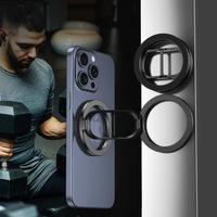 Support magnétique pour téléphone compatible avec support anneau de doigt pour la gym, poignée magnétique doublement réglable pour téléphone portable, accessoires pour téléphone mobile