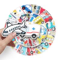 Autocollants de logo découpés à la forme, durables, imperméables, adhésifs, impression personnalisée, prêts à expédier, pour voitures, bus, avions, véhicules, 50 pièces par sac