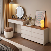 Meilleure vente : Coiffeuse intelligente avec éclairage d'ambiance, meuble de rangement de chevet moderne pour chambre à coucher, idéal pour petits espaces, intégrant un bureau de maquillage intelligent
