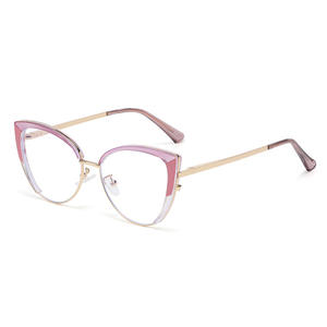 Montures optiques œil de chat Hl-81103 en plastique et métal, protection contre la lumière bleue, pour femmes, largeur de monture moyenne, pont nasal standard - Product Image 2