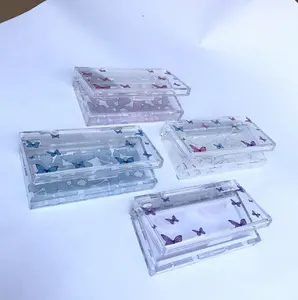 Nouveau Style Acrylique Cils Cas Rectangle Emballage De Boîte À Cils Pour Cils Boxe Pour Cils