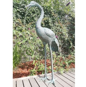 Sculpture de jardin de ferme taille réelle grande grue Figurine Statue extérieure à la main solide oiseau Antique Sculpture et pièce maîtresse - Product Image 1
