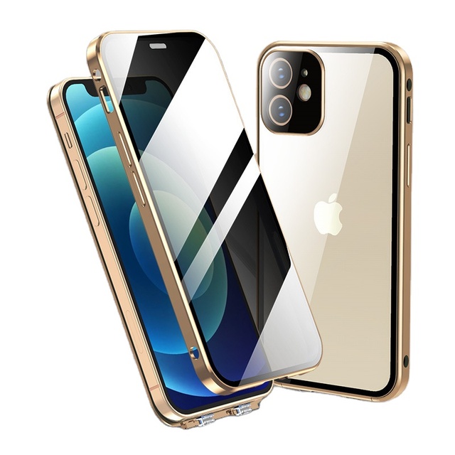Anti Spy Peeping Magnetic Double Sided 360 Full Cover Tempered Glass Shockproof Privacy Screen Mobile Phone Case for 14