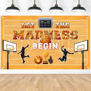 Decoraciones para Fiesta de Baloncesto de Marzo, Pancartas con el Tema 'Que Comience la Locura', Decoración de Cumpleaños con Temática Deportiva, Artículos para Fiestas Infantiles - Product Image 1