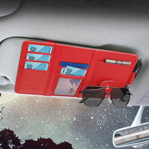 Multiuso <span class=keywords><strong>Auto</strong></span> parasole custodia con Multi-pockets in pelle PU Organizer per carte di credito e occhiali - Product Image 3