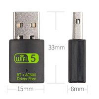 600Mbps pilote gratuit RTL8821CU USB WiFi BT Dongle double bande carte réseau sans fil AC600 2 en 1 WiFi BT adaptateur pour PC portable