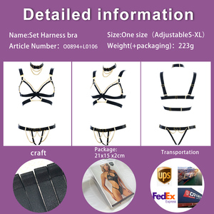 Reggiseno a Gabbia Nero <span class=keywords><strong>Molto</strong></span> <span class=keywords><strong>Sexy</strong></span> con Catene e Cinturini, Scollatura a V, Elastico, per San Valentino, Outfit da Festa per Donne - Product Image 4