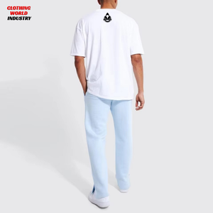 Custom Men's Straight Joggers Cotton Polyester Fleece Eco-Friendly Anti-Wrinkle Comfortable Blue Casual Baggy Men's Pants - Product Image 3