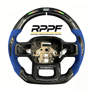 Volant sport en cuir et fibre de carbone véritable pour F150 2021-2025 avec lumières LED, couleur et surpiqûres personnalisées, amélioration des intérieurs - Product Image 1