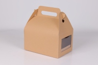Caja de venta al por menor de papel Kraft, ventana transparente de embalaje para comida para llevar, almuerzo, pollo frito, patatas fritas, otros alimentos, tipo de carpeta