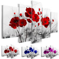 Peinture sur toile murale personnalisée à 5 panneaux, affiches et impressions de fleurs d'orchidées, peinture abstraite moderne pour la décoration de salon