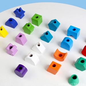 Bloques de Enhebrar y Apilar para Niños Pequeños con Caja, Kit de Números y Formas para que los Bebés y Niños Ejerciten la Motricidad Fina - Product Image 4