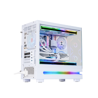 Nouveauté : Boîtier d'ordinateur MATX Mid Tower, boîtier de jeu, boîtier PC en verre trempé, boîtier de bureau avec bandes lumineuses