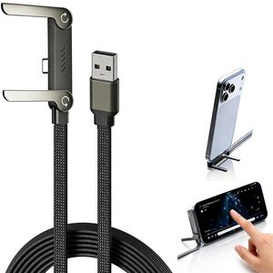 Cavo di ricarica rapida USB da 65W con supporto pieghevole per telefono 2-in-1, cavo dati Type-<span class=keywords><strong>C</strong></span> a ricarica rapida, linea di ricarica USB <span class=keywords><strong>C</strong></span> per cellulare - Product Image 1