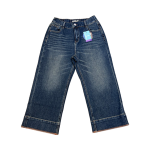 女式加大码休闲4向弹力直筒牛仔裤 (XL-6XL) 高弹力腰部高级水洗无褪色四季纽扣 - Product Image 1