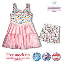 Vestido Deportivo de Malla Activa para Niñas con Estampado Patriótico de Estrellas en Nailon y Spandex, Color Personalizado, MOQ Bajo, Vestido Tutú Deportivo con Malla Exterior