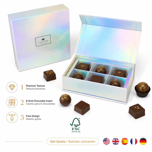 Gold Foil Logo Holographic Magnetic Candy Cardboard Custom Chocolate Packaging <b>Box</b> With Dividers - Product Image 1