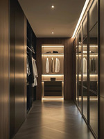 Armoire en bois et aluminium au design moderne personnalisé pour la chambre à coucher, rangement de placard, meubles pour toute la maison et coiffeuse - Style panneau