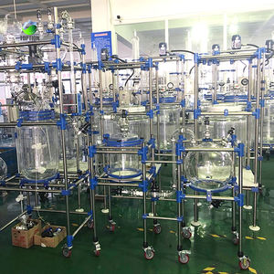 50l 100l 200l Escala industrial Laboratorio químico Vaso de reacción de mezcla al vacío Reactor de vidrio con camisa - Product Image 5