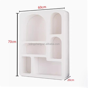<strong>French</strong> White Solid Wood Living Room Display <strong>Shelf</strong> Floor-Standing Bookshelf with Small Arched Bookcase and Cave Rack Cabinet - Product Image 6