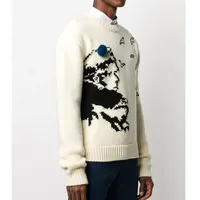 Men's Thick Intarsia Pattern Jacquard Wool Pullover