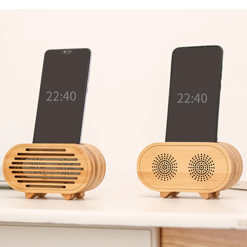 Nouveau support d'amplificateur de son de téléphone portable en bambou, haut-parleur de téléphone portable à Double piste sonore, 2023