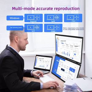 Moniteur portable pliable à double écran IPS LED 18,5 pouces, double FHD 100 Hz, 100 % SRGB, pour ordinateurs portables, bureau extérieur - Product Image 2