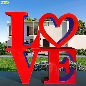YOUFINE Scultura Moderna in Acciaio Inox con Lettere, Vernice Rossa Spray, per Decorazione Pubblica Esterna e <span class=keywords><strong>Giardino</strong></span> - Product Image 2